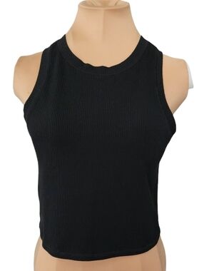 Hollister Black Ribbed Crop Tank Top Sleeveless Fitted Medium